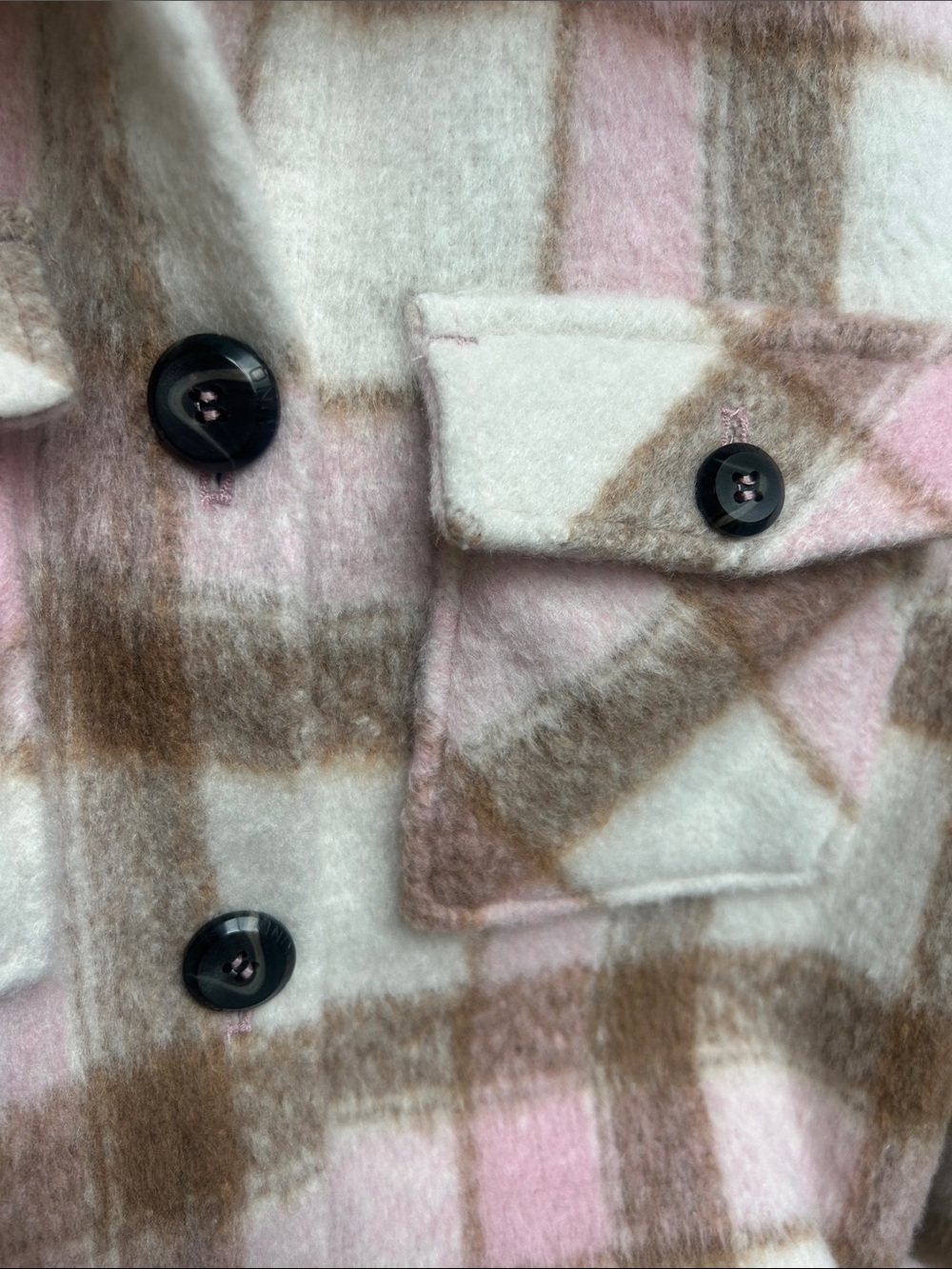 ONLY Lou Short Check Shacket Size M Plaid Button-Up Overshirt Jacket - Picture 10 of 15
